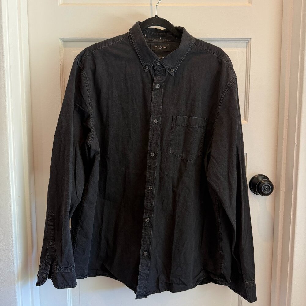 Banana Republic Button Down Black Denim Long Sleeve Shirt